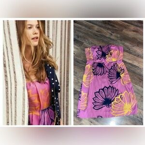 Sariah Anthropologie Agave burst floral strapless dress size 12